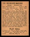 1940 Play Ball Bill McKechnie Reds Card