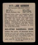 1949 Leaf Joe Gordon Rookie Card #117