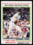 1978 Topps Sparky Lyle Baseball Card