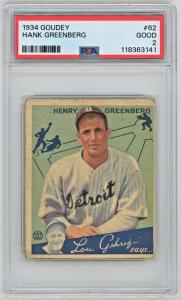 1934 Goudey Hank Greenberg Rookie Card #62