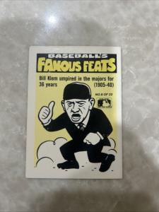 1986 Fleer Team Stickers Bill Klem Card