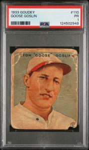1933 Goudey Goose Goslin #110 PSA 1 Card