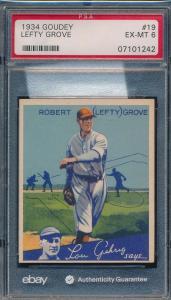 1934 Goudey Lefty Grove #19 Baseball Card