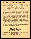 1941 Play Ball Carl Hubbell NY Giants Card