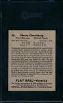 1939 Play Ball Hank Greenberg Card SGC 3