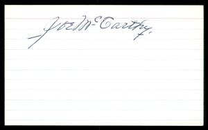 Joe McCarthy Signed Baseball Index Card Autograph