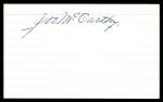 Joe McCarthy Signed Baseball Index Card Autograph