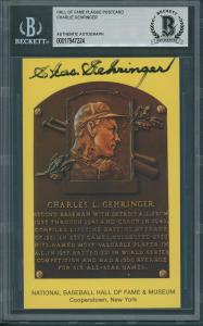 Charlie Gehringer Signed HOF Plaque Postcard