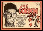 1969 Topps Joe Gordon Kansas City Royals Card