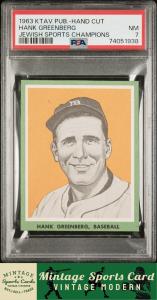 1963 Hank Greenberg Jewish Sports Card PSA 7