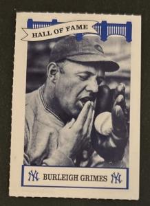 1992 Burleigh Grimes Yankees Hall Of Fame Card