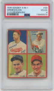 1935 Goudey Cuyler/Grimes/Klein PSA 4 Card