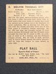 1941 Play Ball Mel Ott #8 Giants Card
