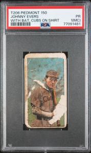1909 T206 Johnny Evers Partial Name Mis-Cut Card