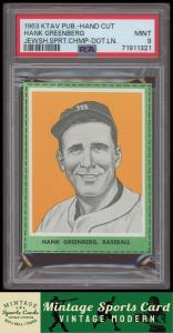 1963 Hank Greenberg Jewish Sports Champions Card PSA 9