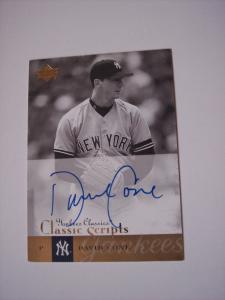 2004 Upper Deck David Cone Autographed Yankees Card