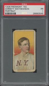 T206 Christy Mathewson Portrait Card, PSA 1