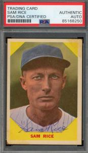 Sam Rice Autographed 1960 Fleer Card