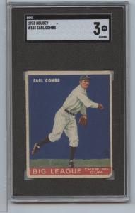 1933 Goudey Earl Combs Card #103 SGC 3