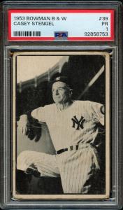 1953 Bowman Black & White Casey Stengel #39