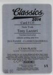 2014 Panini Classics Tony Lazzeri Cyan 1/1 Card