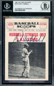 Carl Hubbell Signed 1961 Nu-Card Scoops Card