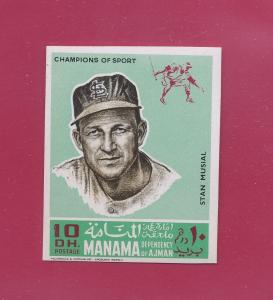 Stan Musial 1969 Ajman Stamps #10DH Authentic