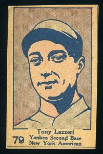 1928 W513 Strip Card Baseball #79 Tony Lazzeri (Handcut) *d3