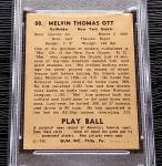 1940 PLAY BALL MEL OTT BASEBALL CARD #88 **NO CREASES** **SHARP CARD** PSA 3 VG