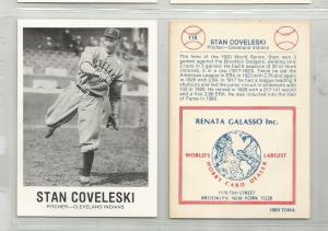 Stan Coveleski Cleveland vintage 1980 Renata Galasso Baseball card