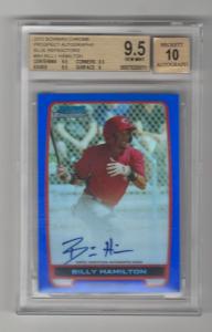 BILLY HAMILTON 2012 BOWMAN CHROME PROSPECTS AUTOGRAPHS BLUE REFRACTOR BGS 9.5