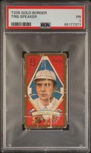1911 PIEDMONT CIGARETTES T205 TRIS SPEAKER (GOLD BORDER)   PSA 1