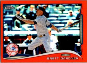 2014 BRETT GARDNER TOPPS CHROME MLB #186 ORANGE REFRACTOR SP CARD NY YANKEES
