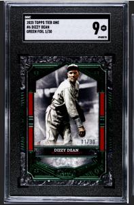 2025 TOPPS TIER ONE #6 DIZZY DEAN "GREEN" #1/30 (ST. LOUIS CARDINALS) SGC 9