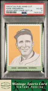 1963 Ktav Publishing Jewish Sports - Hank Greenberg - Dotted Line Hand Cut PSA 4