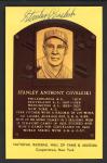 YELLOW HALL OF FAME POSTCARD STAN COVELESKI INDIANS SIGNED AUTOGRAPHED