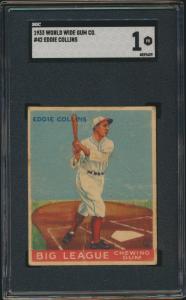 1933 World Wide Gum Eddie Collins Baseball Card