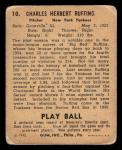 1940 Play Ball Red Ruffing Baseball Card
