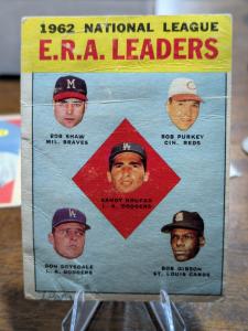 1963 Topps League Leaders: Gibson, Koufax, Drysdale