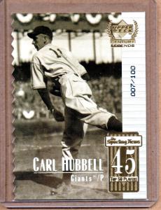 1999 Upper Deck Carl Hubbell #007/100 Card