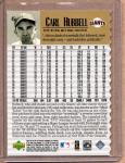 1999 Upper Deck Carl Hubbell #007/100 Card