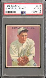 Charlie Gehringer 1933 Goudey Baseball Card #222