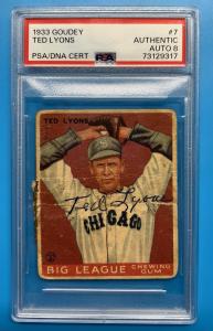 1933 Goudey Ted Lyons Signed Card PSA 8
