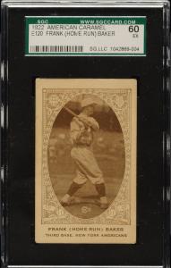Frank 'Home Run' Baker 1922 Caramel E120 SGC 5