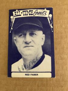 Red Faber Autographed All-Time Greats Card