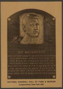 Ed Delahanty Hall of Fame Metallic Plaque Card