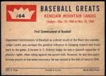 1960 Fleer Baseball Greats Kenesaw Judge Landis Card