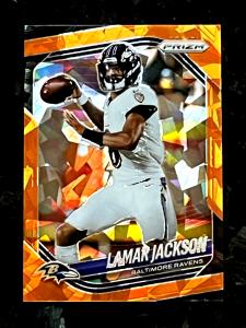 Lamar Jackson 2025 Panini Prizm Orange Cracked Ice
