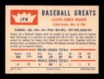 1960 Fleer Lloyd Waner #78 Baseball Card