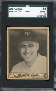 1940 Play Ball Baseball #124 Colonel Combs Card